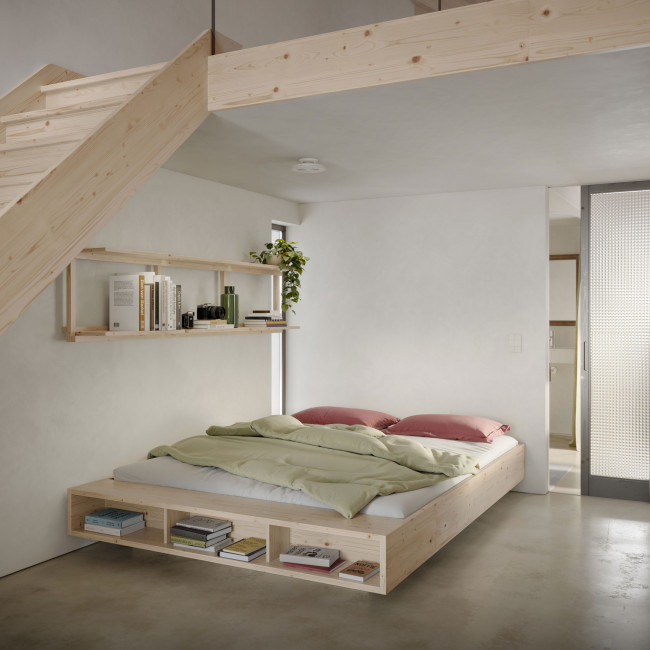 Merge - Lit avec rangement en bois 140x200cm