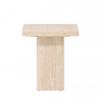 Qvart - Table d'appoint carrée effet travertin 50x50cm