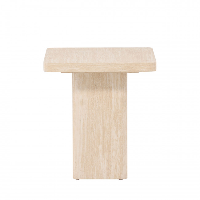 Qvart - Table d'appoint carrée effet travertin 50x50cm