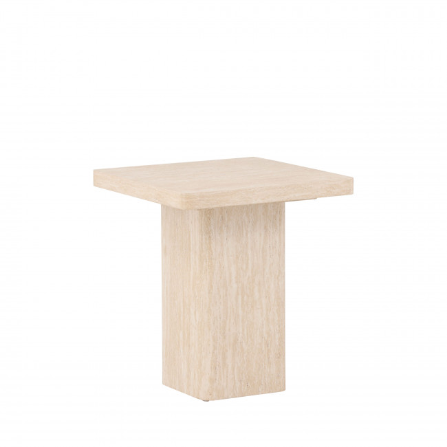 Qvart - Table d'appoint carrée effet travertin 50x50cm
