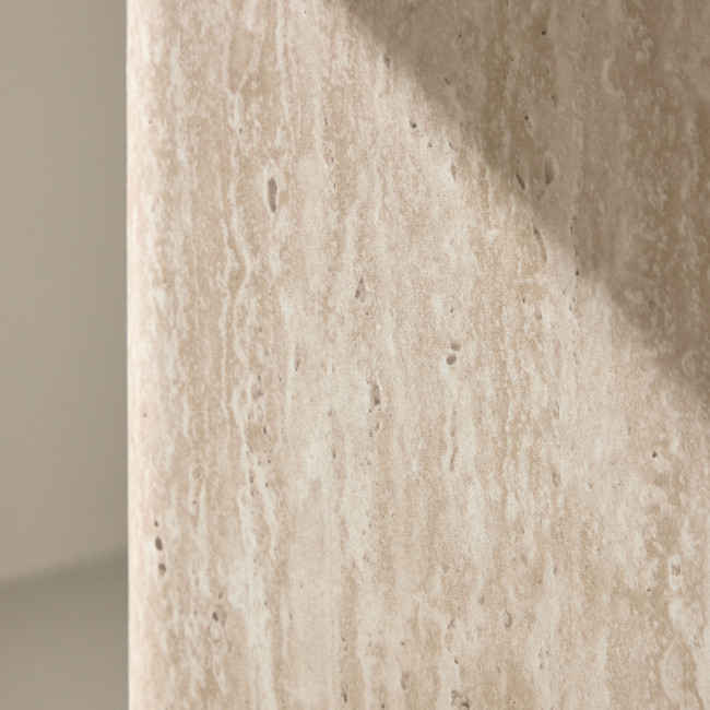 Qvart - Table d'appoint carrée effet travertin 50x50cm