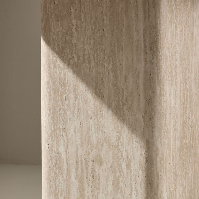 Qvart - Table d'appoint carrée effet travertin 50x50cm