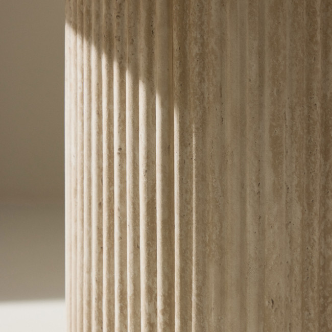 Haron - Table d'appoint ronde effet travertin ø50cm