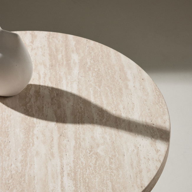 Haron - Table d'appoint ronde effet travertin ø50cm