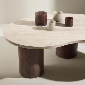 Megg - Table basse organique en bois 130x78cm