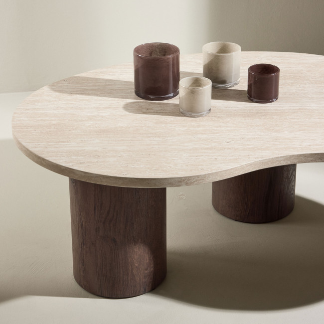 Megg - Table basse organique en bois 130x78cm