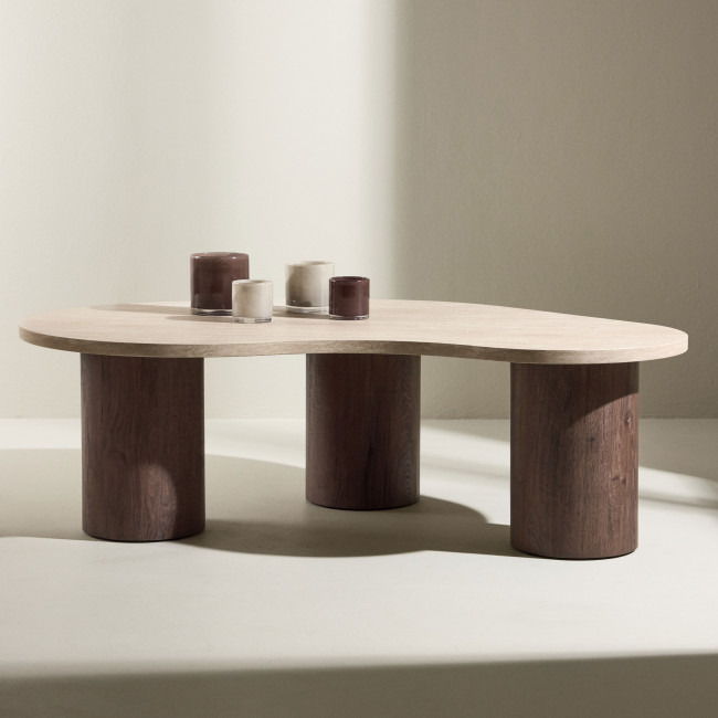 Megg - Table basse organique en bois 130x78cm