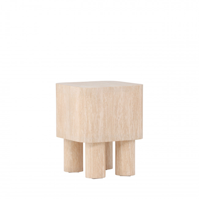 Klirou - Table d'appoint carrée effet travertin 40x40cm