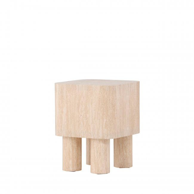 Klirou - Table d'appoint carrée effet travertin 40x40cm