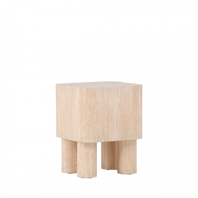 Klirou - Table d'appoint carrée effet travertin 40x40cm