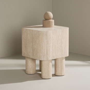 Klirou - Table d'appoint carrée effet travertin 40x40cm