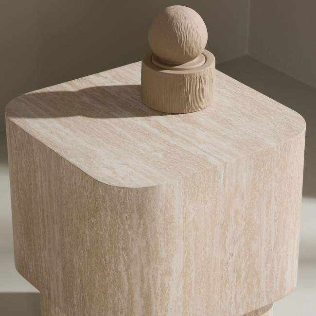 Klirou - Table d'appoint carrée effet travertin 40x40cm