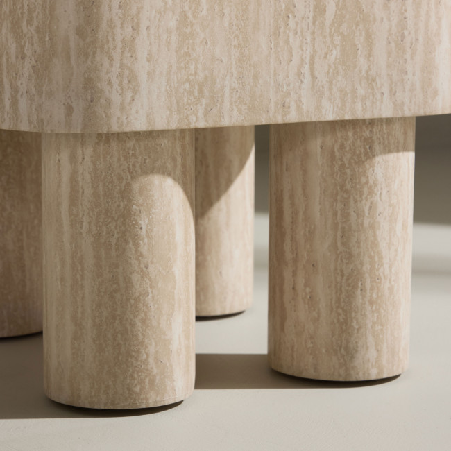 Klirou - Table d'appoint carrée effet travertin 40x40cm