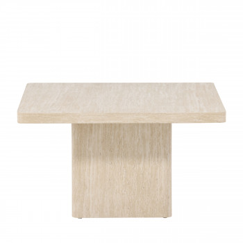Qvart - Table basse carrée effet travertin 80x80cm