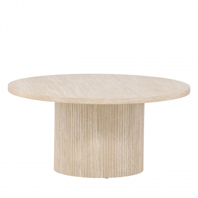 Haron - Table basse ronde en bois effet travertin ø80cm