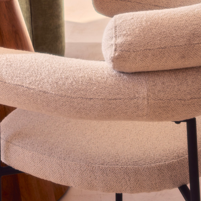 Nori - Lot de 2 fauteuils de table en tissu bouclette et métal