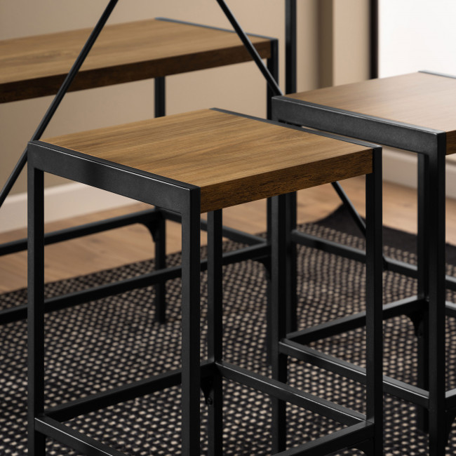 Skal - Ensemble table de bar pour 4 personnes en bois et métal H105cm