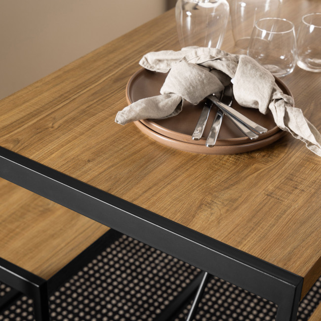 Skal - Ensemble table de bar pour 4 personnes en bois et métal H105cm