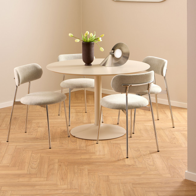 Elli - Lot de 2 chaises en tissu pieds chrome