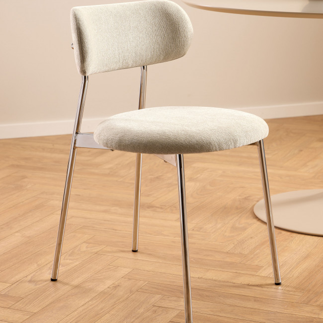 Elli - Lot de 2 chaises en tissu pieds chrome