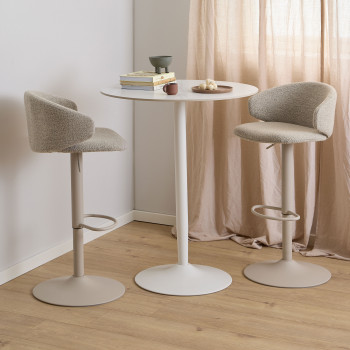 Kora - Lot de 2 tabourets de bar réglables en tissu et métal H61-82 cm