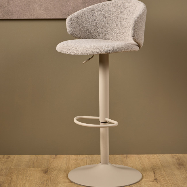 Kora - Lot de 2 tabourets de bar réglables en tissu et métal H61-82 cm