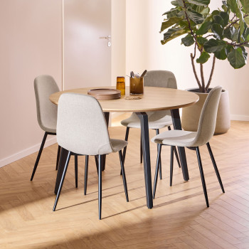 Lunka - Table à manger 4 personnes ronde en bois ø120cm