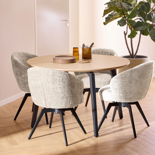 Lunka - Table à manger 4 personnes ronde en bois ø120cm