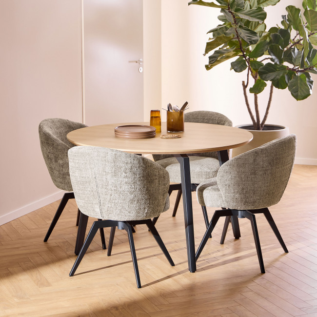 Lunka - Table à manger 4 personnes ronde en bois ø120cm