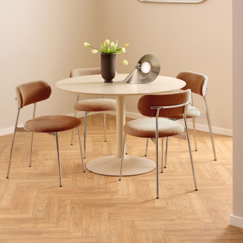 Elli - Lot de 2 chaises en tissu pieds chrome
