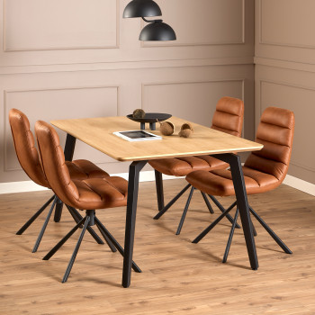 Lunka - Table à manger 4 personnes en bois et métal