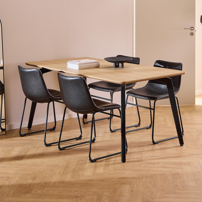 Lunka - Table à manger 4 personnes en bois et métal