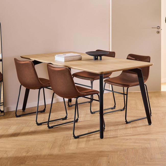 Lunka - Table à manger 4 personnes en bois et métal