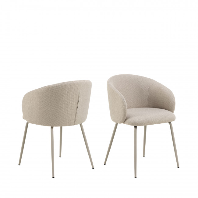 Vako - Lot de 2 fauteuils de table en tissu pieds beiges