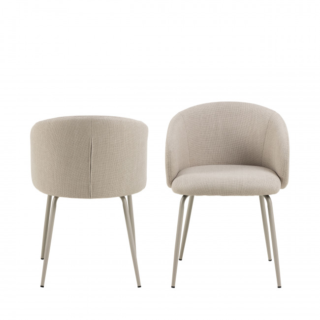 Vako - Lot de 2 fauteuils de table en tissu pieds beiges