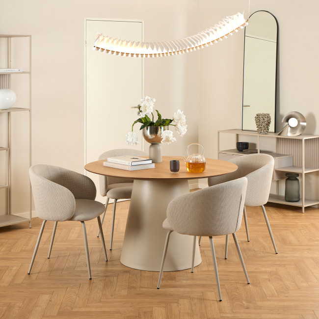 Vako - Lot de 2 fauteuils de table en tissu pieds beiges