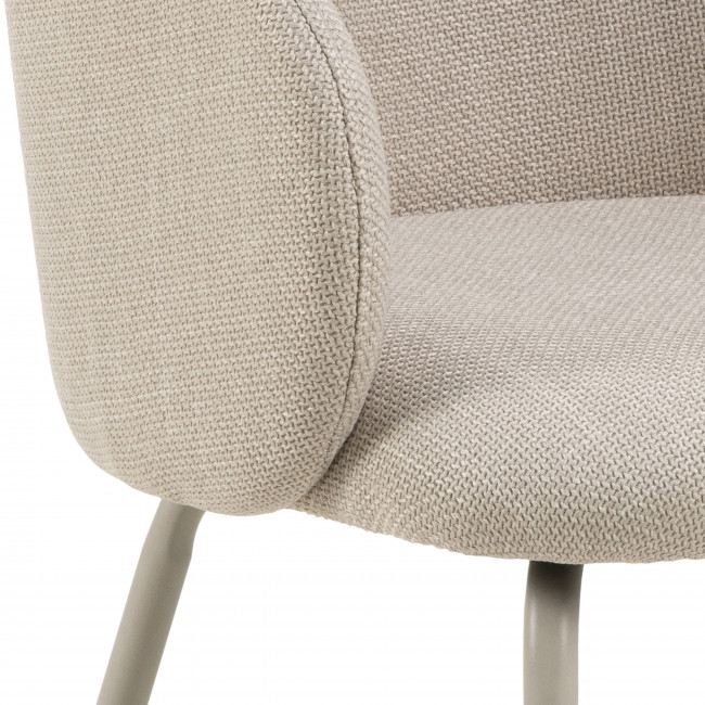 Vako - Lot de 2 fauteuils de table en tissu pieds beiges