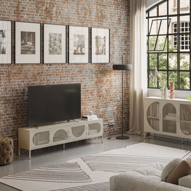 Zio - Meuble TV 4 portes en métal L180cm