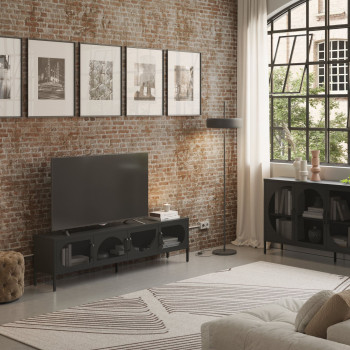 Zio - Meuble TV 4 portes en métal L180cm