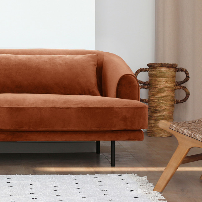 Winsen - Canapé 4 places en velours pieds droits en métal