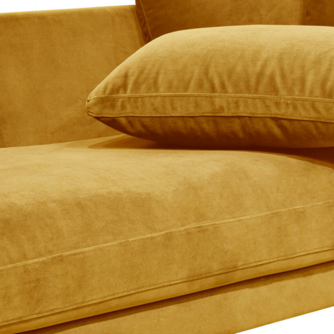 Villabon - Canapé convertible 4 places en velours pieds bois foncé