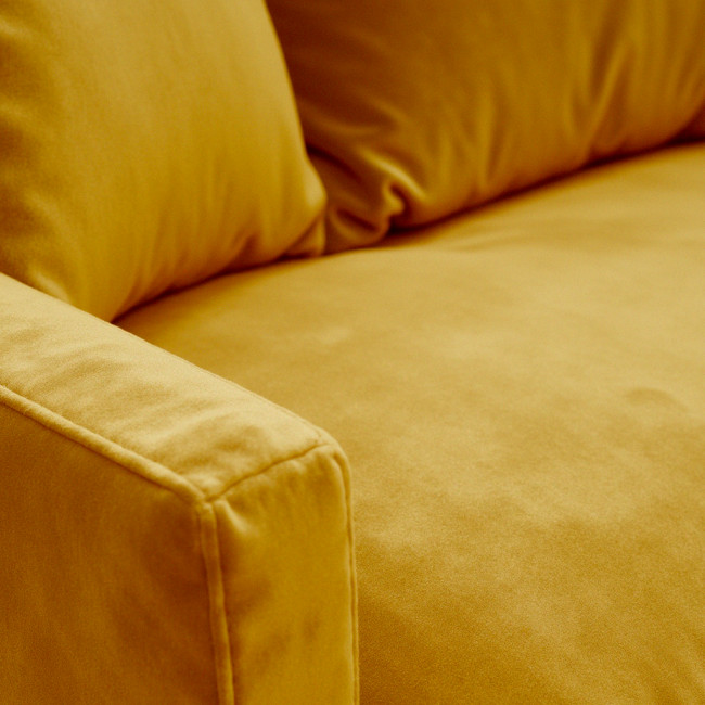 Villabon - Canapé en velours 3 places pieds noirs