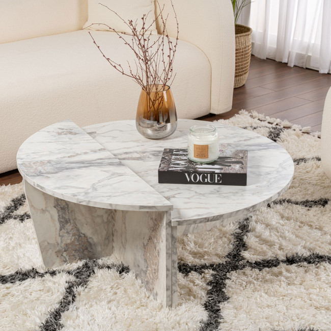 Asya - Lot de 2 tables basses effet marbre