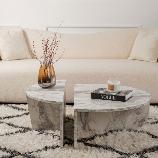 Asya - Lot de 2 tables basses effet marbre