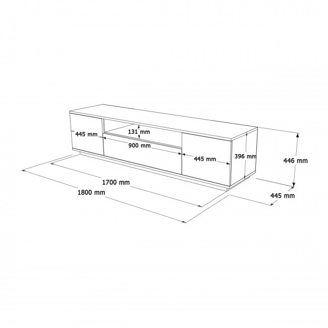 Fritz - Meuble TV 3 portes en bois L180cm