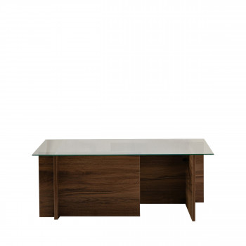 Cubix II - Table basse en verre trempé et bois