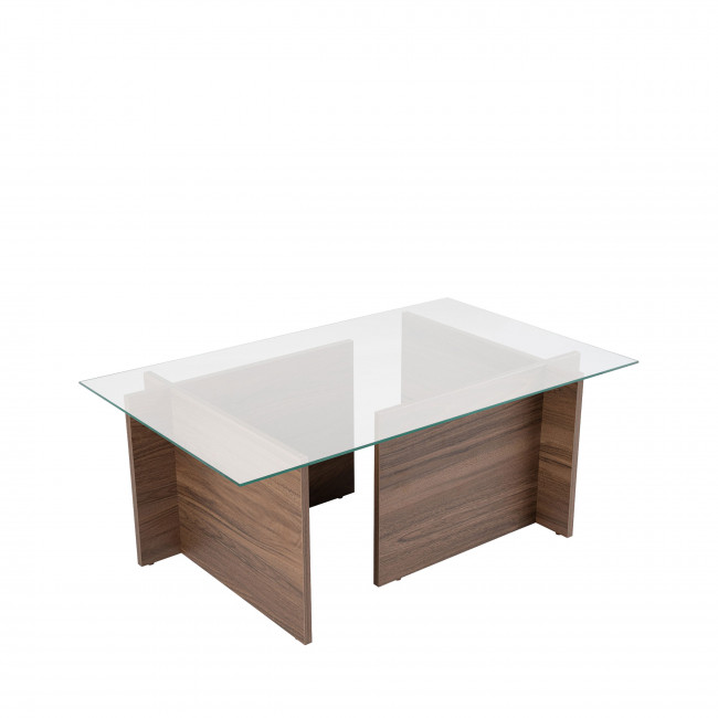 Cubix II - Table basse en verre trempé et bois