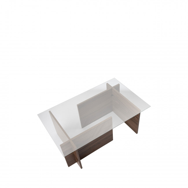 Cubix II - Table basse en verre trempé et bois