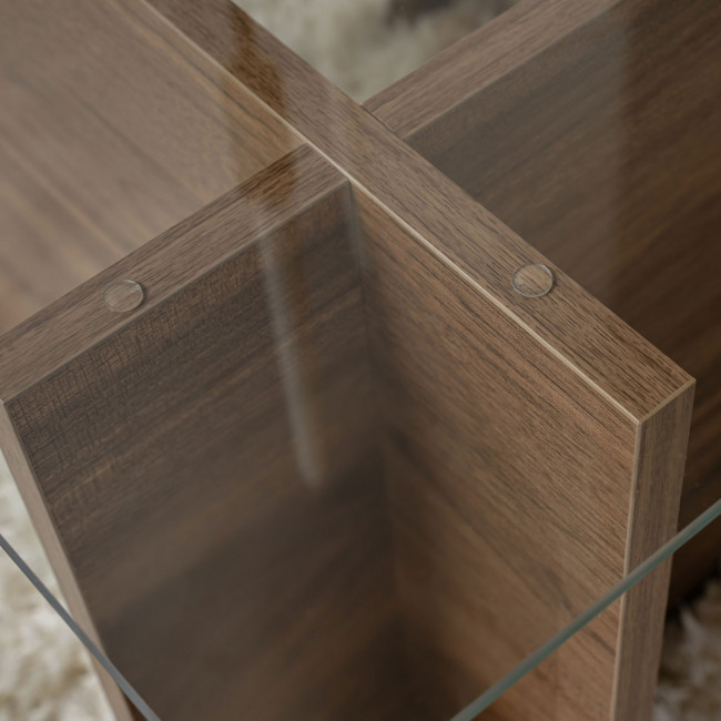 Cubix II - Table basse en verre trempé et bois