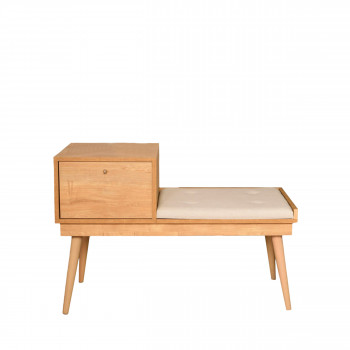 Aro - Banc d'entrée avec rangement en tissu et bois L105cm